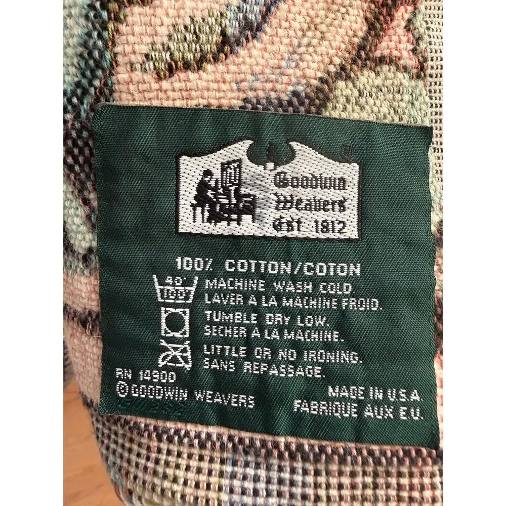 Vintage 90s Goodwin Weavers Winter Bunny Woven Throw Blanket USA 51x62 Cottage